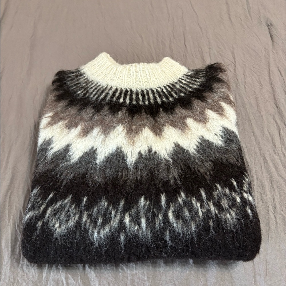 Orchid Lane Cream and Black Alpaca & Wool Sweater